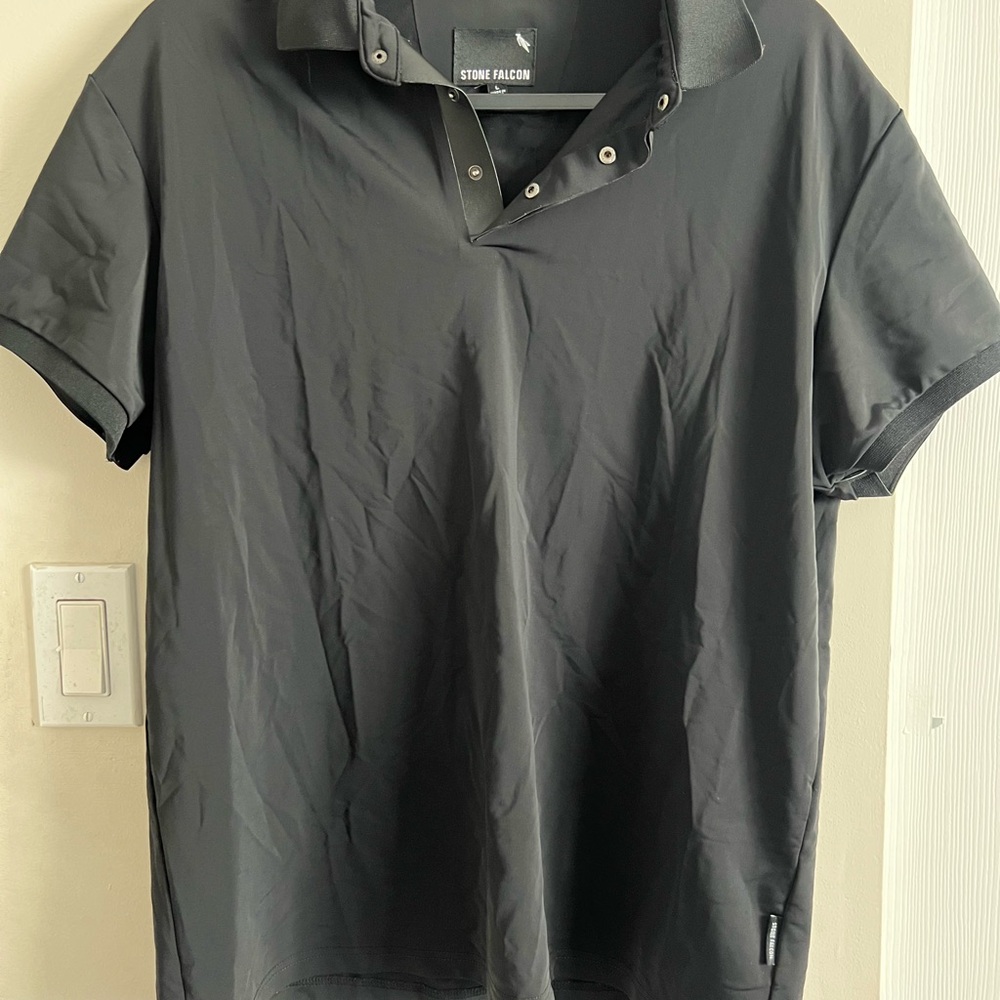 Steve Falcon Men’s Black Performance Polo Shirt Golf Size Large